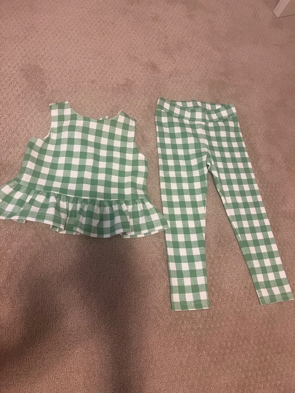 Brand new girls Janie and Jack green plaid matching set